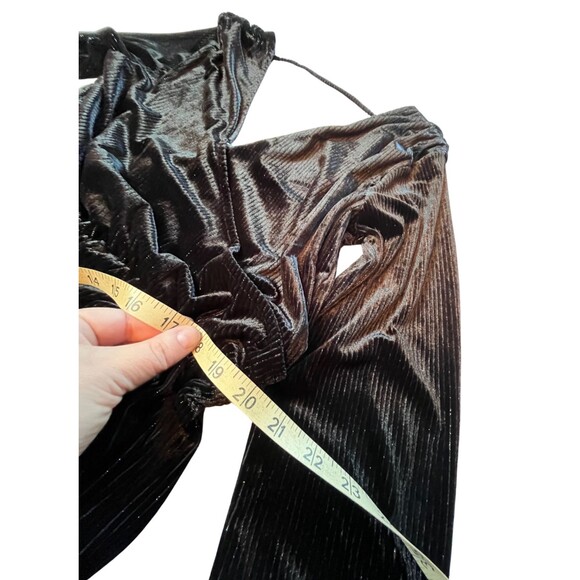 Wild Fable Romper Black Metallic Stripes Long Sleeve V-neck Velvet Sexy Witchy M - Picture 11 of 16